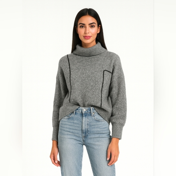 Zara Sweaters - Zara Gray Turtleneck Oversized Sweater Size S